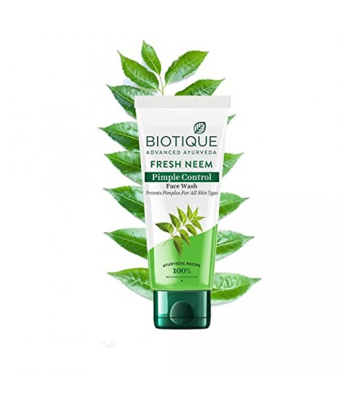 Biotique Fresh Neem Pimple Control Face Wash Prevents Pimples For All Skin Types, 150ml